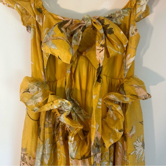 H&M Flutter Sleeve Maxi Dress Yellow Floral Size Small - Picture 7 of 10